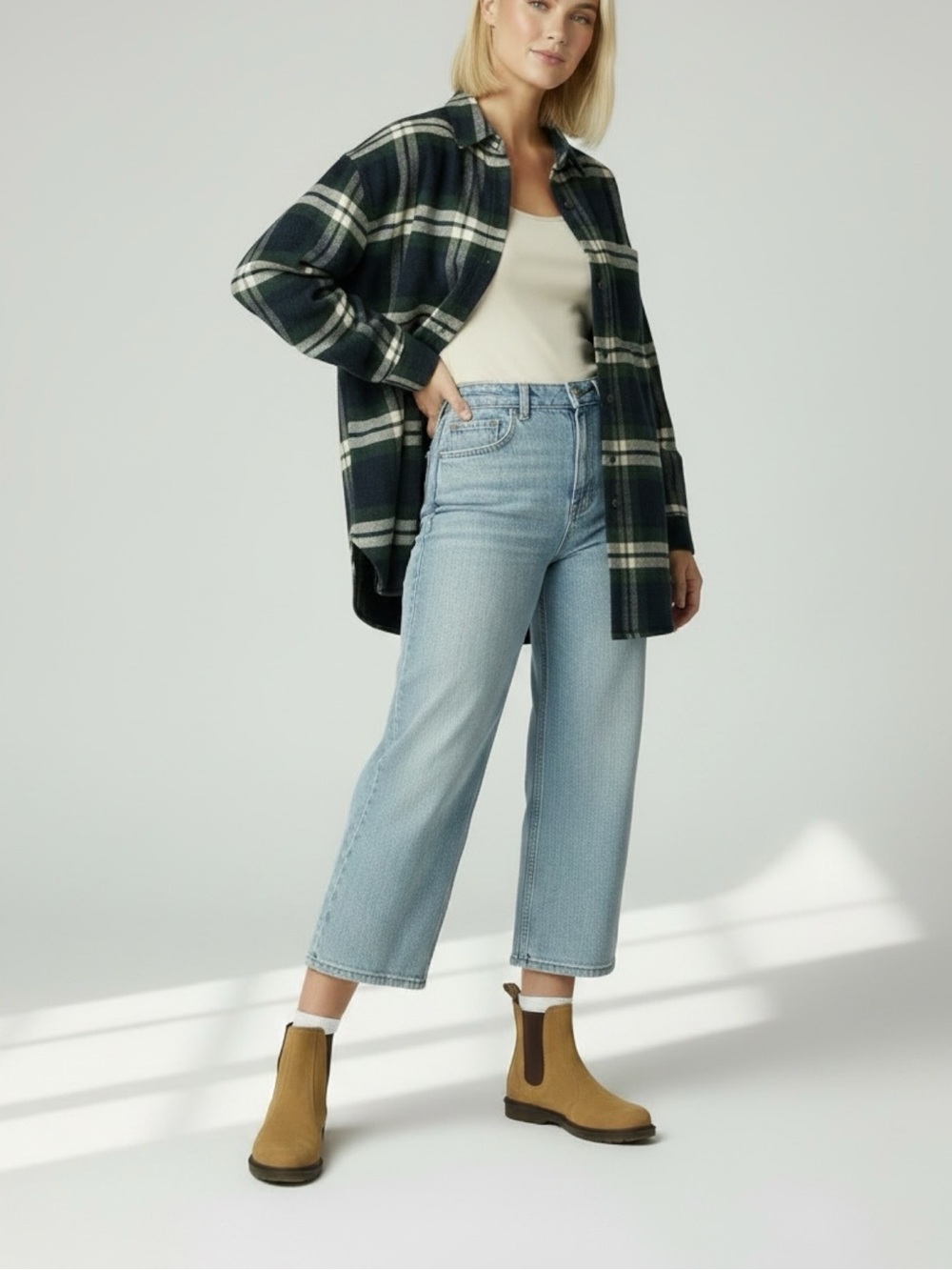 Dr. Martens Flora Suede Chelsea Pull On 
Biscuit Tan Hi Suede Almond-Toe Boots